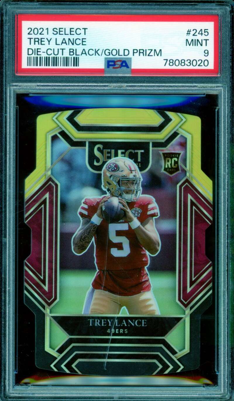 Trey Lance Rookie 2021 Select Die Cut Black Gold Prizm #245 PSA 9 (crack holder) Image 1