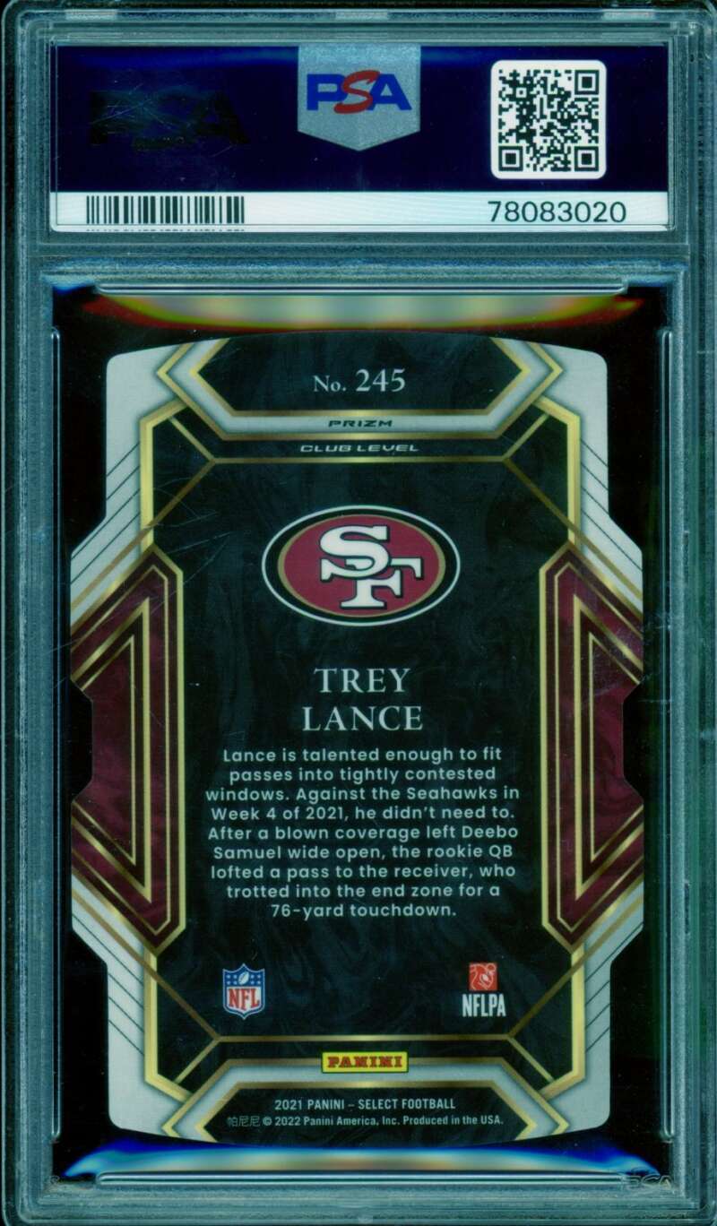 Trey Lance Rookie 2021 Select Die Cut Black Gold Prizm #245 PSA 9 (crack holder) Image 2