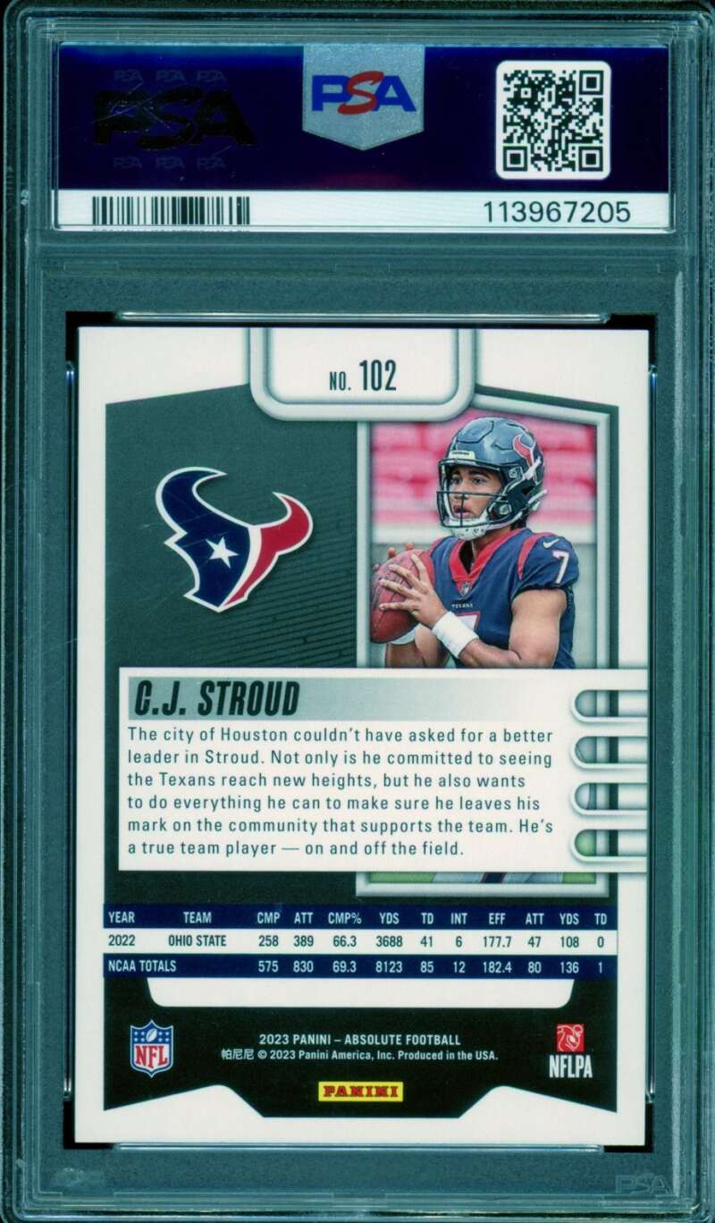 C.J. Stroud Rookie Card 2023 Absolute #102 PSA 9 Image 2