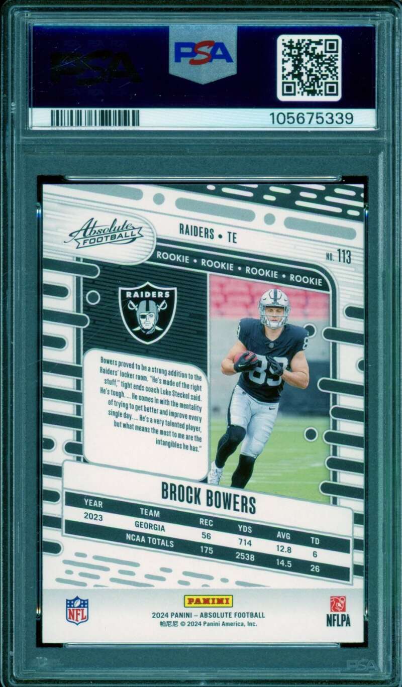 Brock Bowers Card 2024 Absolute #113 PSA 9 Image 2