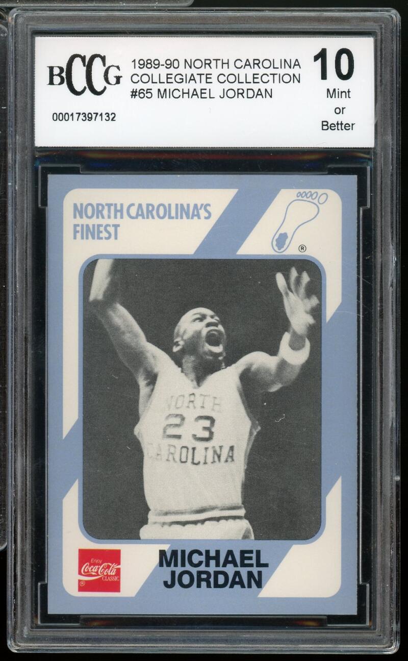 1989-90 North Carolina Collegiate #65 Michael Jordan Card BGS BCCG 10 Mint+ Image 1