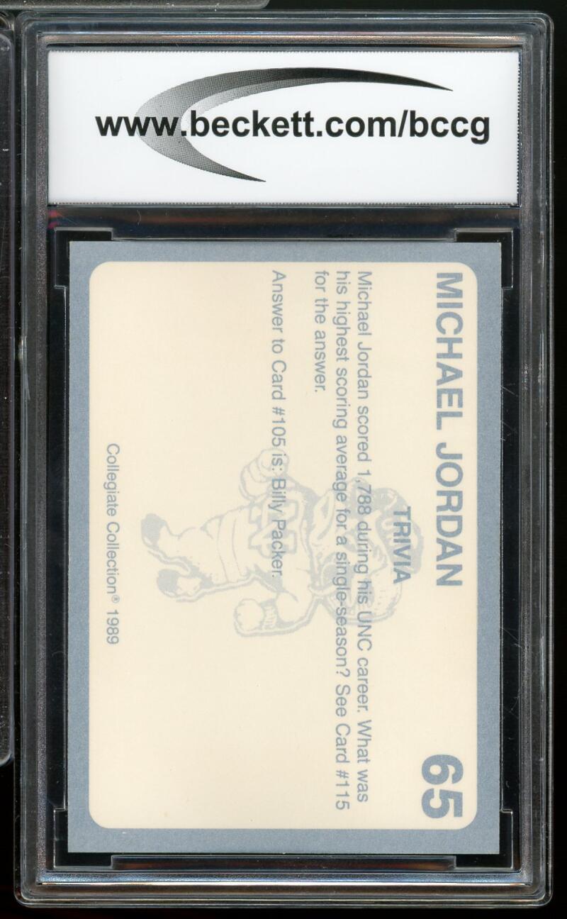 1989-90 North Carolina Collegiate #65 Michael Jordan Card BGS BCCG 10 Mint+ Image 2