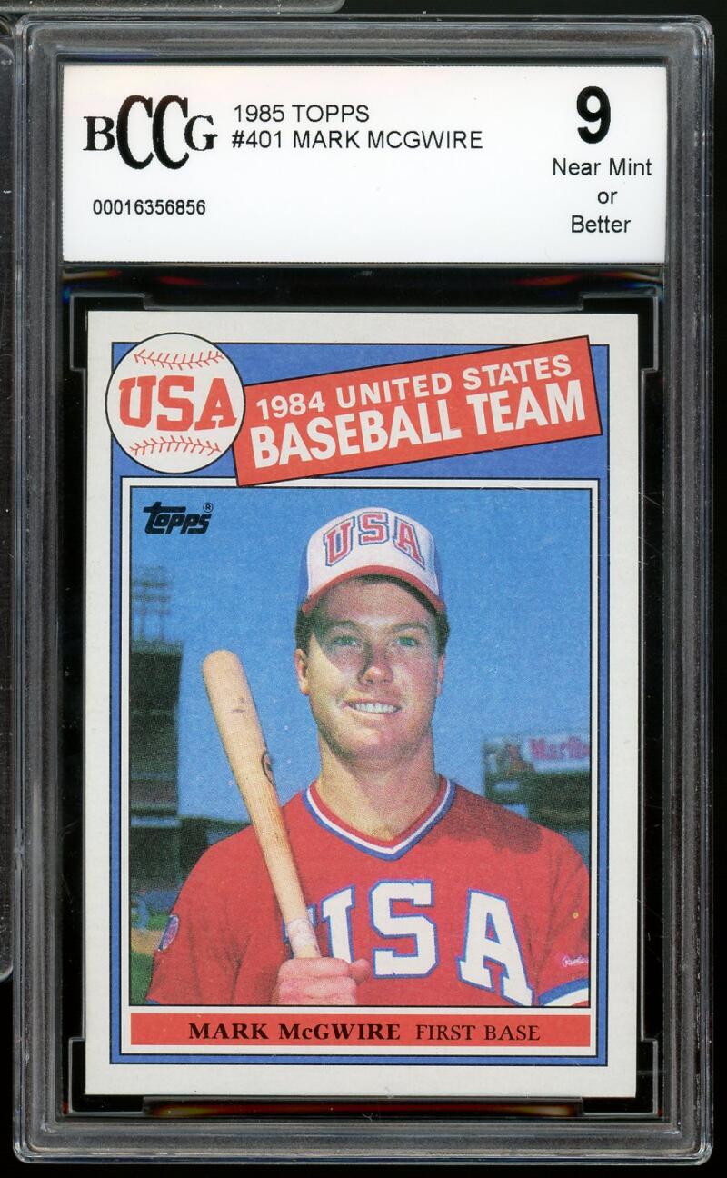 1985 Topps #401 Mark McGwire Rookie Card BGS BCCG 9 Near Mint+ Image 1
