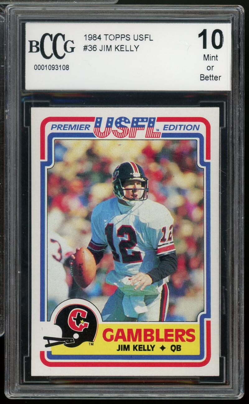 1984 Topps USFL #36 Jim Kelly Rookie Card BGS BCCG 10 Mint+ Image 1