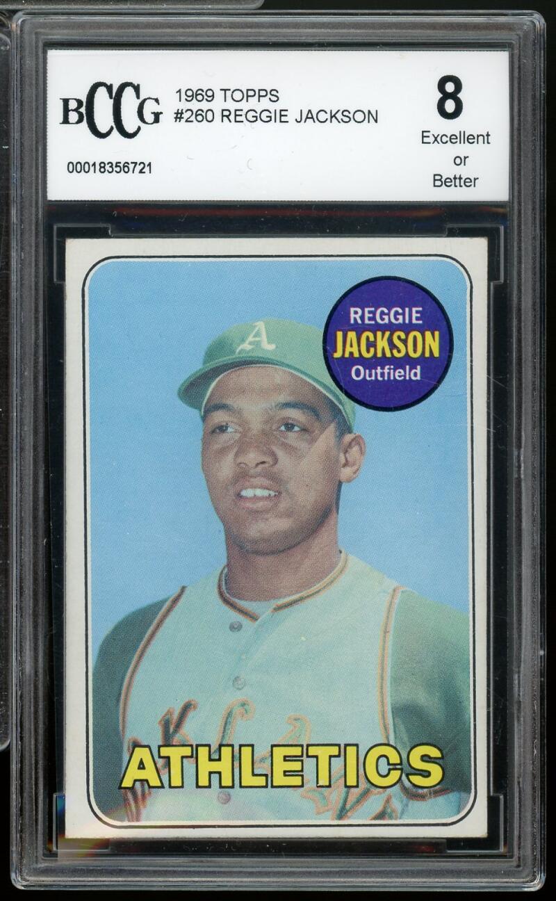 1969 Topps #260 Reggie Jackson Rookie Card BGS BCCG 8 Excellent+ Image 1