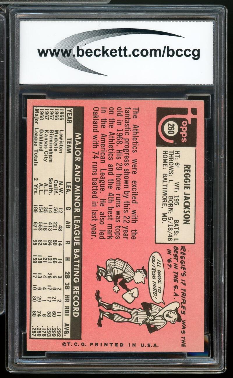 1969 Topps #260 Reggie Jackson Rookie Card BGS BCCG 8 Excellent+ Image 2