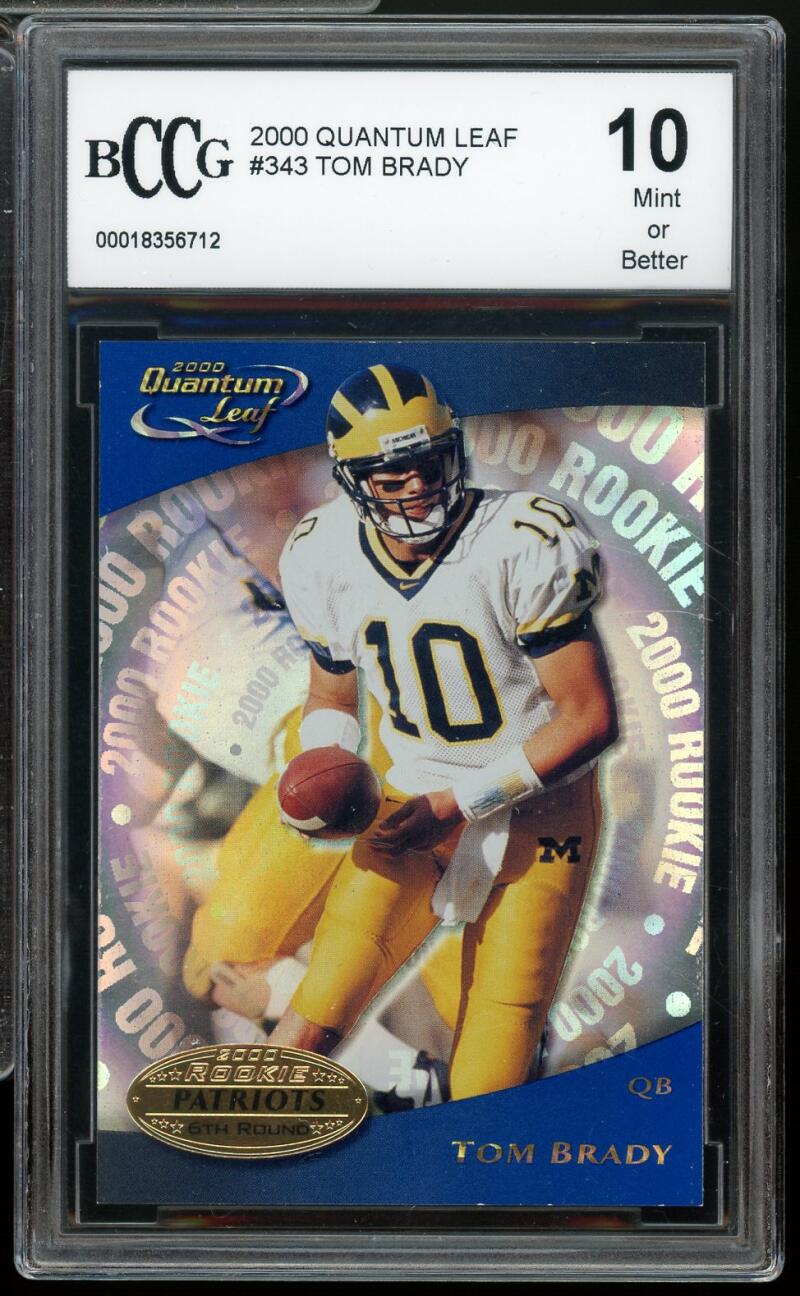 2000 Quantum Leaf #343 Tom Brady Rookie Card BGS BCCG 10 Mint+ Image 1