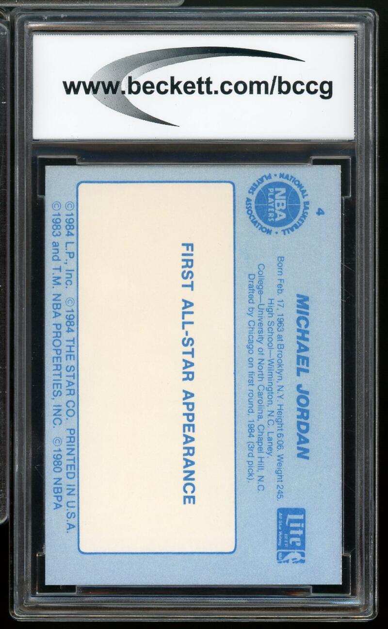 1985 Star Lite All-Stars #4 Michael Jordan Rookie Card BGS BCCG 9 Near Mint+ Image 2