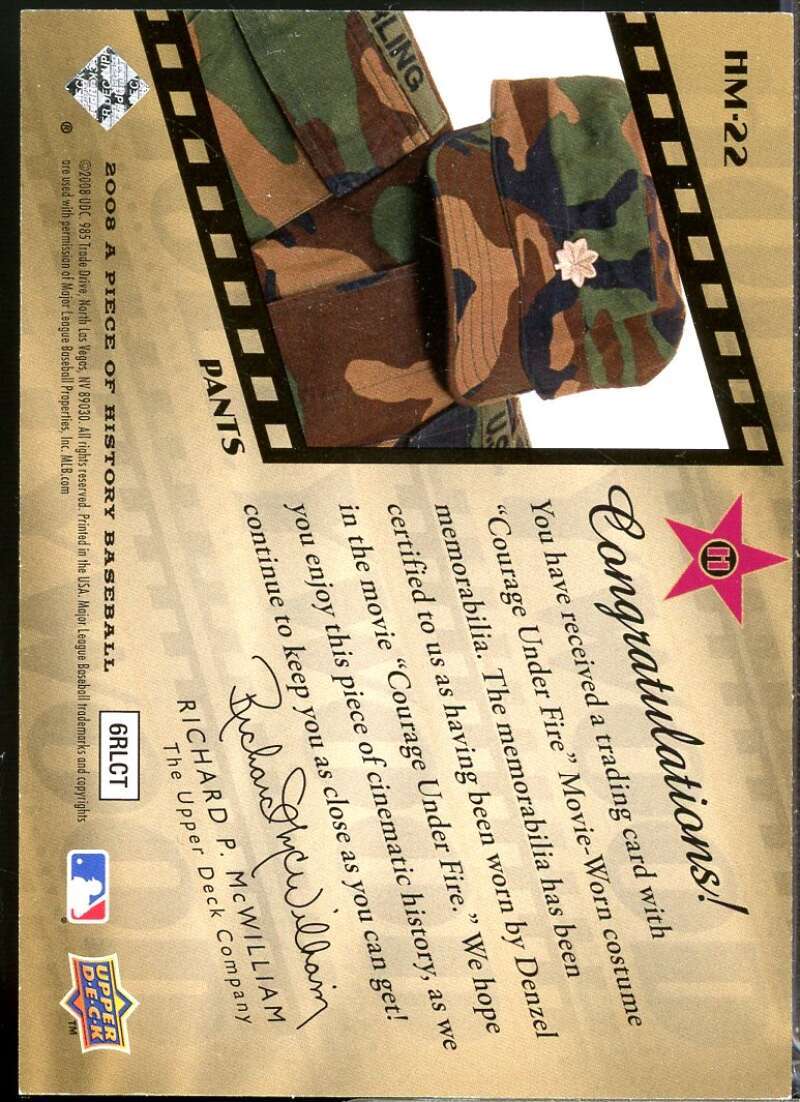 Denzel Washington 2008 UD Piece of History Hollywood Courage Under Fire Army 22  Image 2