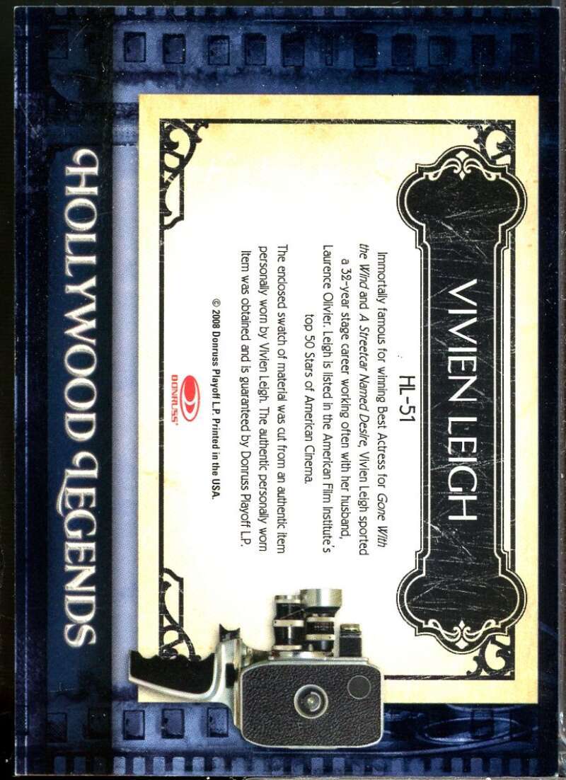 Vivien Leigh Card 2008 Americana II Hollywood Legends Material #51  Image 2