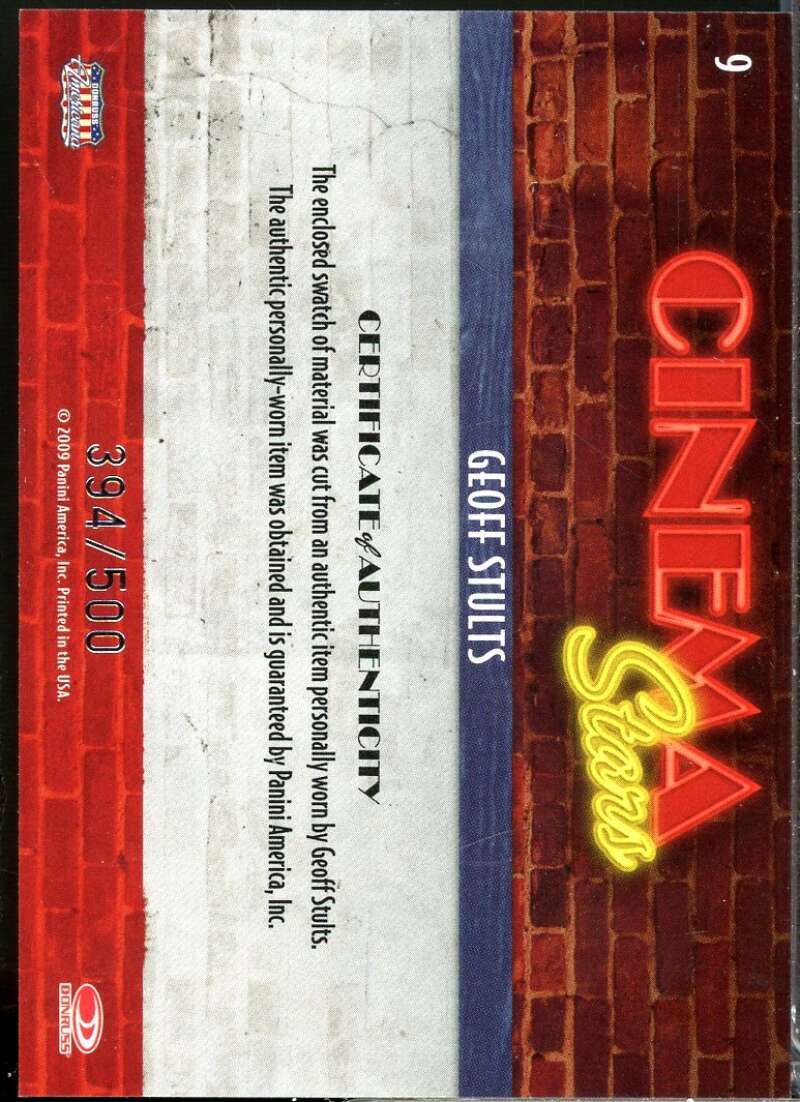 Geoff Stults Card 2009 Americana Cinema Stars Material /500 #9  Image 2