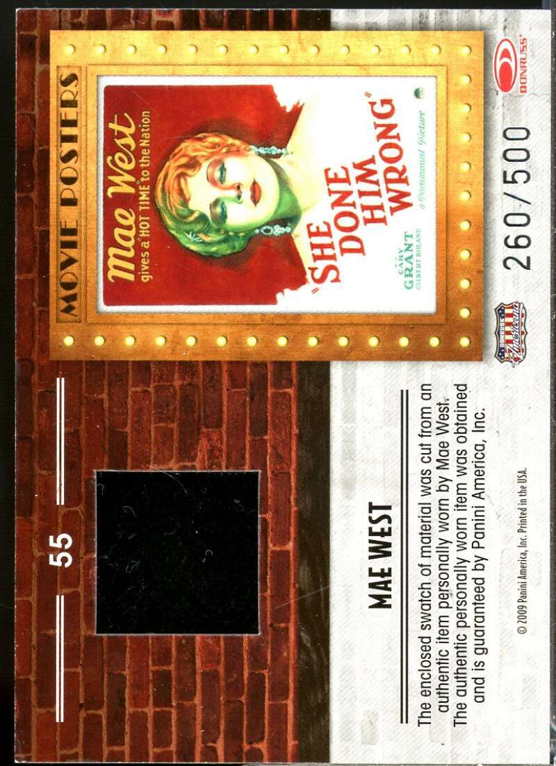 Mae West Card 2009 Americana Movie Posters Material /500 #55  Image 2