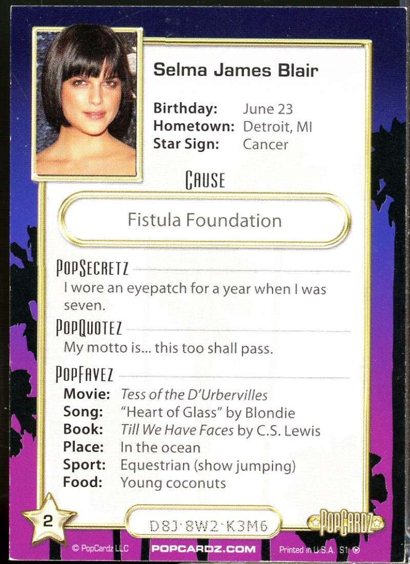 Selma Blair Card 2008 Popcardz Memorabilia #2  Image 2