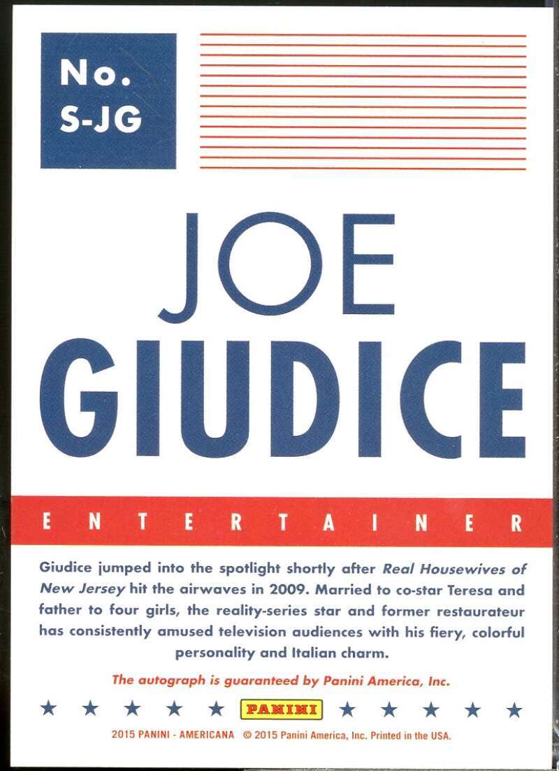 Joe Giudice Card 2015 Panini Americana Signatures Autograph #26  Image 2