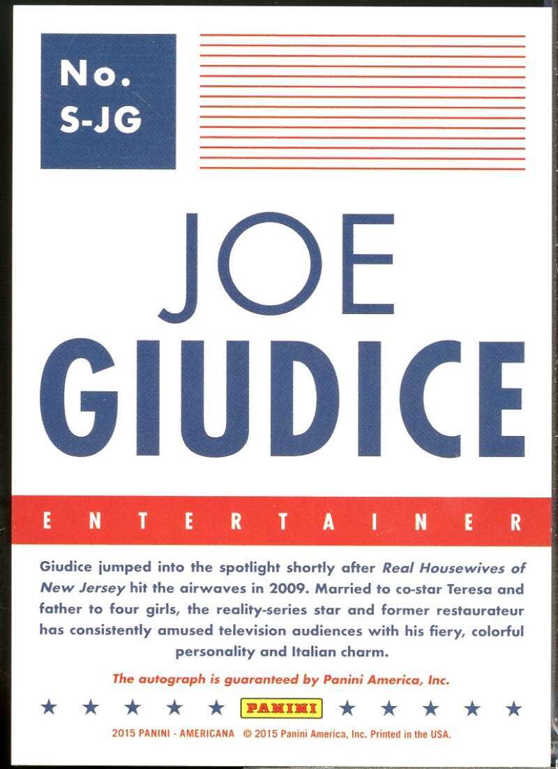 Joe Giudice Card 2015 Panini Americana Signatures Autograph #26  Image 2