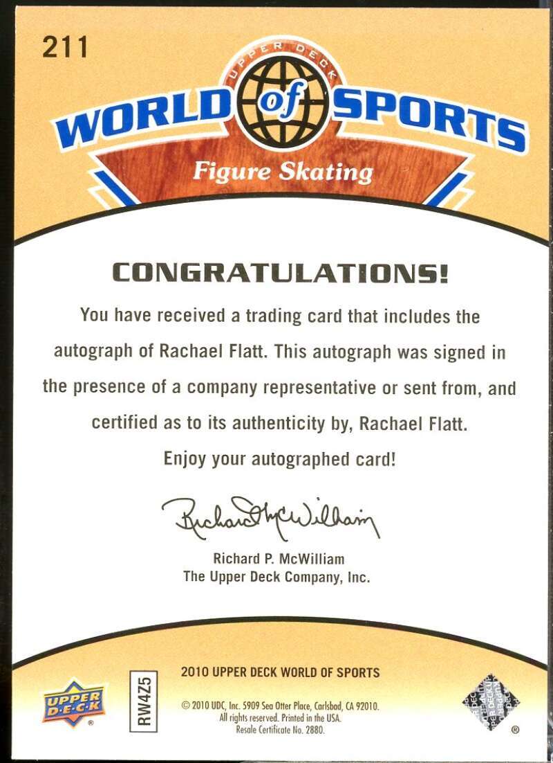 Rachael Flatt Card 2010 Upper Deck World of Sports Autographs #211  Image 2