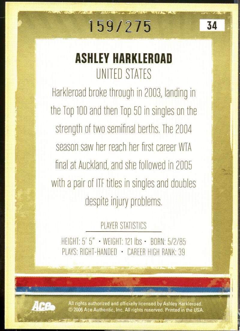 Ashley Harkleroad 2006 Ace Authentic Heroes and Legends Autographs /275 #34  Image 2
