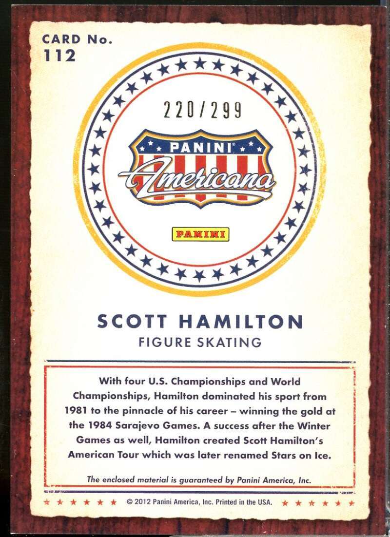 Scott Hamilton Card 2012 Americana Heroes and Legends Color Materials /299 #112  Image 2