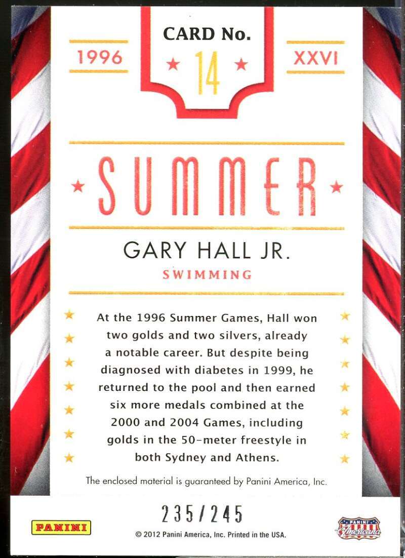 Gary Hall Jr. 2012 Americana Heroes and Legends Summer Games Materials /245 #14  Image 2