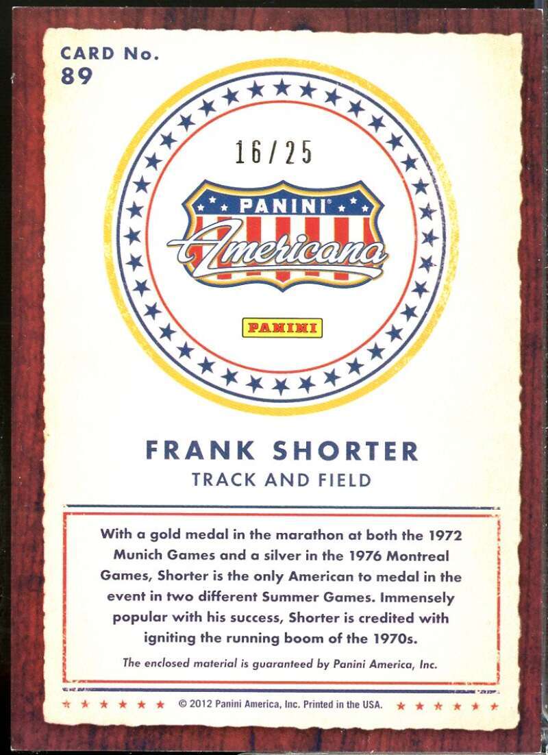 Frank Shorter 2012 Americana Heroes and Legends Materials Silver Proofs /25 #89  Image 2