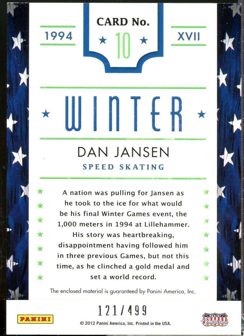 Dan Jansen 2012 Americana Heroes and Legends Winter Games Material /499 #10  Image 2