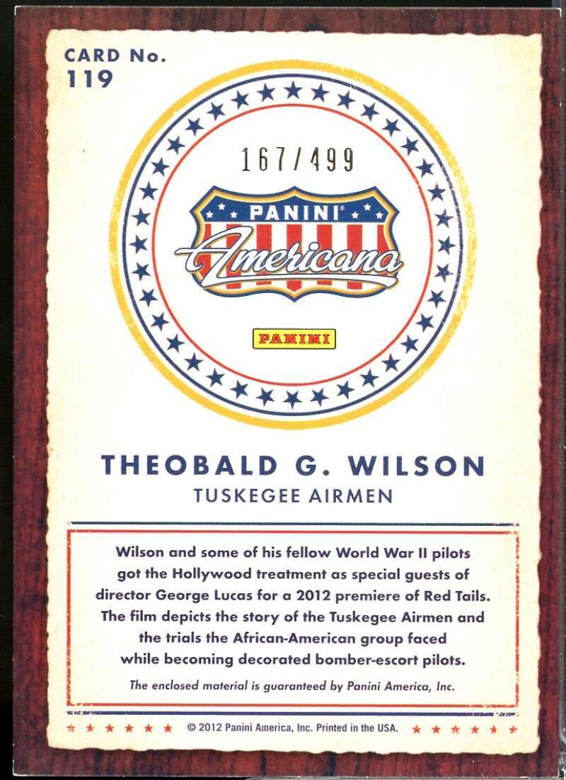 Theobald G. Wilson Card 2012 Americana Heroes and Legends Materials /499 #119  Image 2