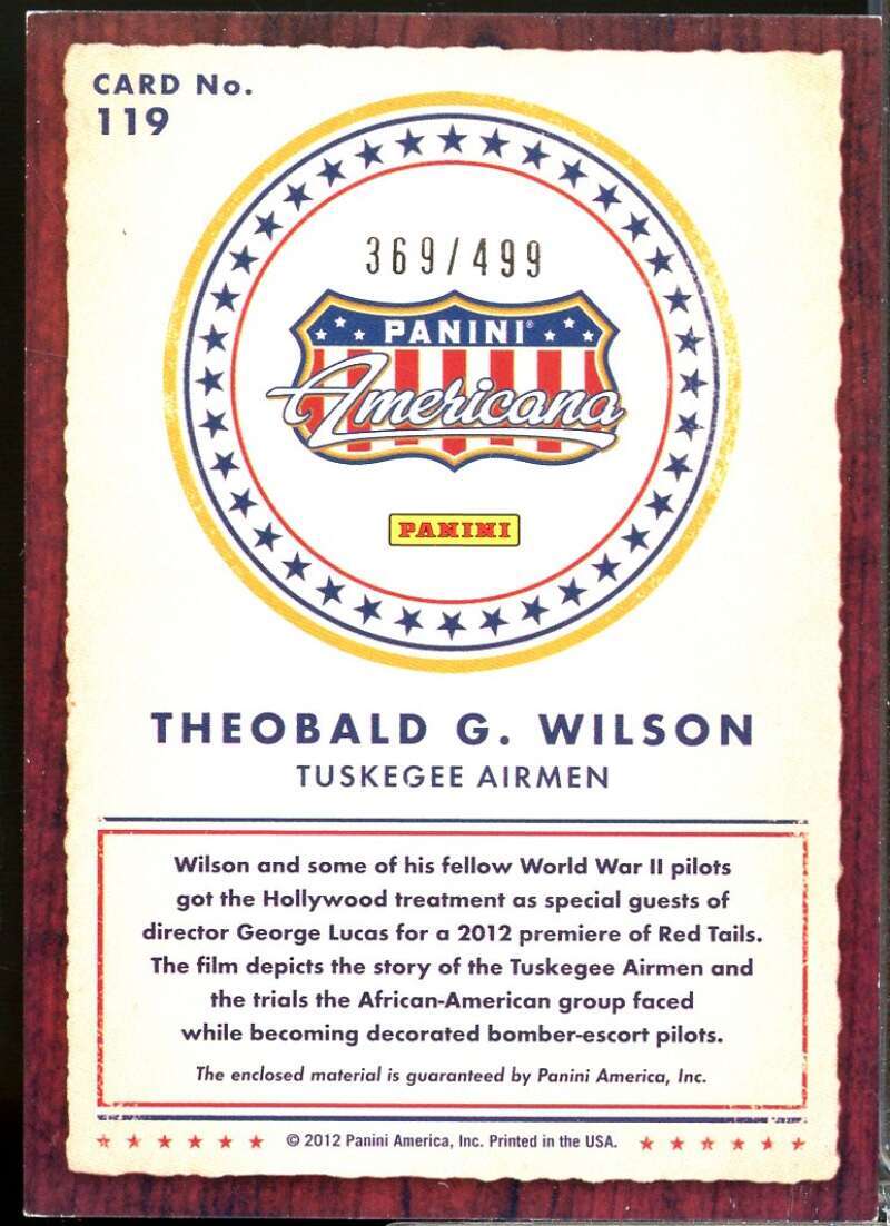 Theobald G. Wilson Card 2012 Americana Heroes and Legends Materials /499 #119  Image 2