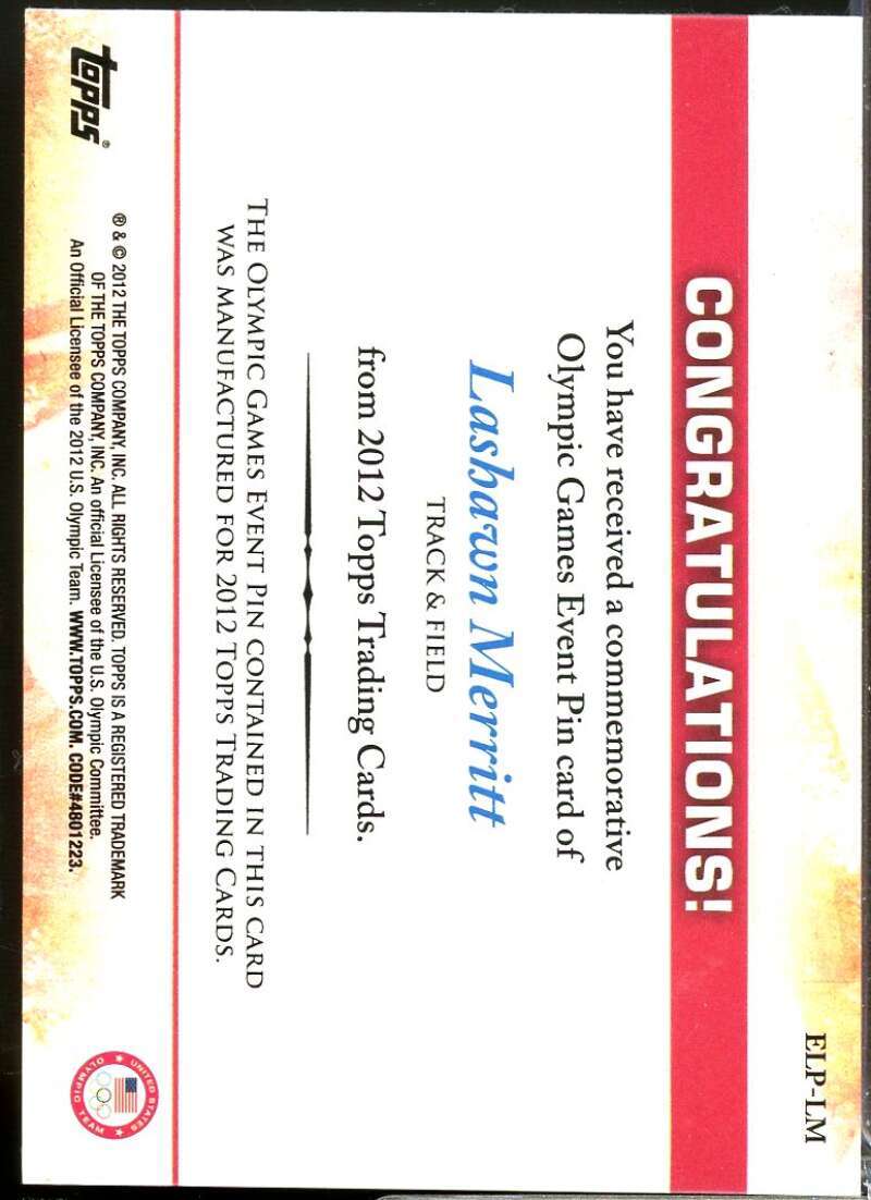 Lashawn Merritt Card 2012 Topps U.S. Olympic Team Event Pins #ELPLM  Image 2