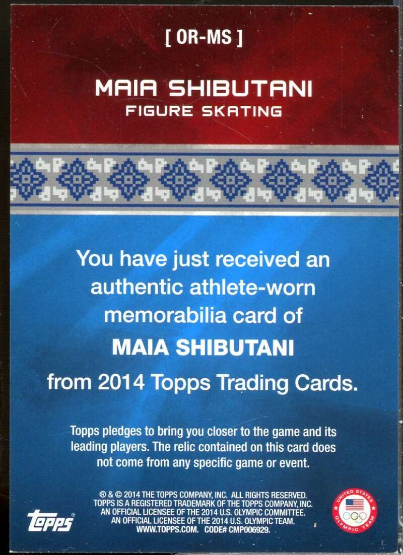 Maia Shibutani Card 2014 Topps U.S. Olympic Team Relics #ORMS  Image 2
