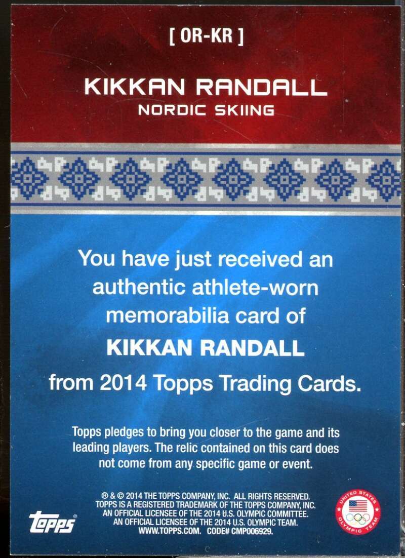 Kikkan Randall Card 2014 Topps U.S. Olympic Team Relics #ORKR  Image 2