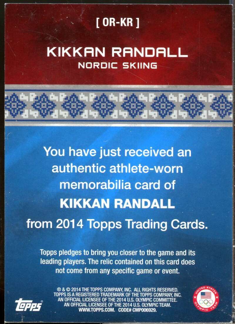Kikkan Randall Card 2014 Topps U.S. Olympic Team Relics #ORKR  Image 2