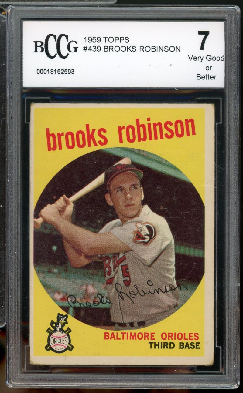 1959 Topps #439 Brooks Robinson Card BCCG 7 Very Good+ Image 1