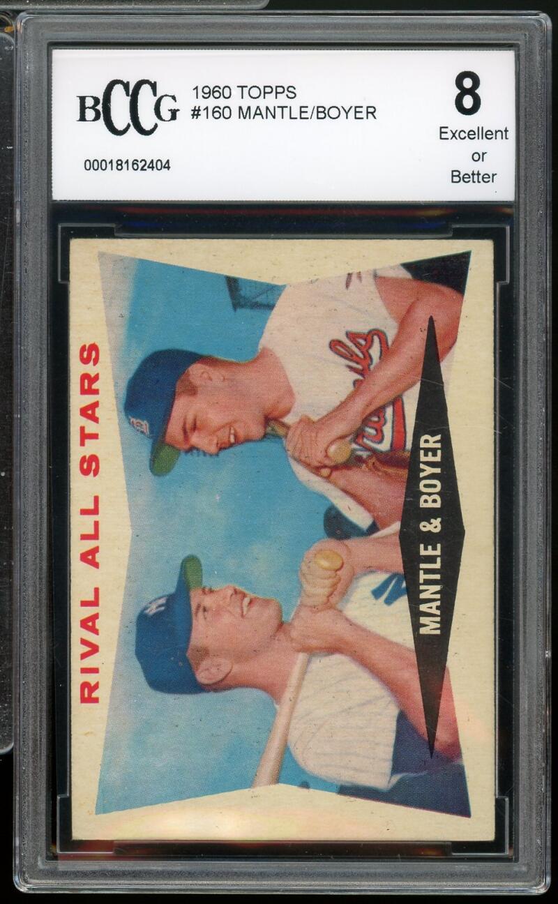 1960 Topps #160 Ken Boyer / Mickey Mantle Rival All Stars BGS BCCG 8 Excellent+ Image 1