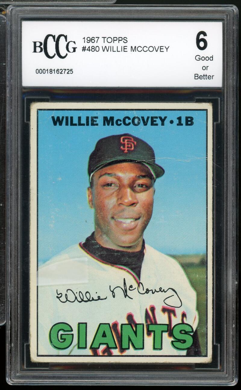 1967 Topps #480 Willie McCovey Card BGS BCCG 6 Good+ Image 1