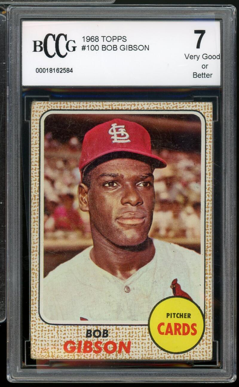 1968 Topps #100 Bob Gibson Card BGS BCCG 7 Very Good+ Image 1