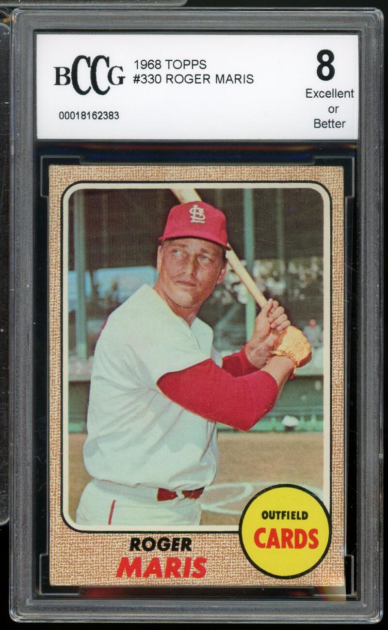 1968 Topps #330 Roger Maris Card BGS BCCG 8 Excellent+ Image 1