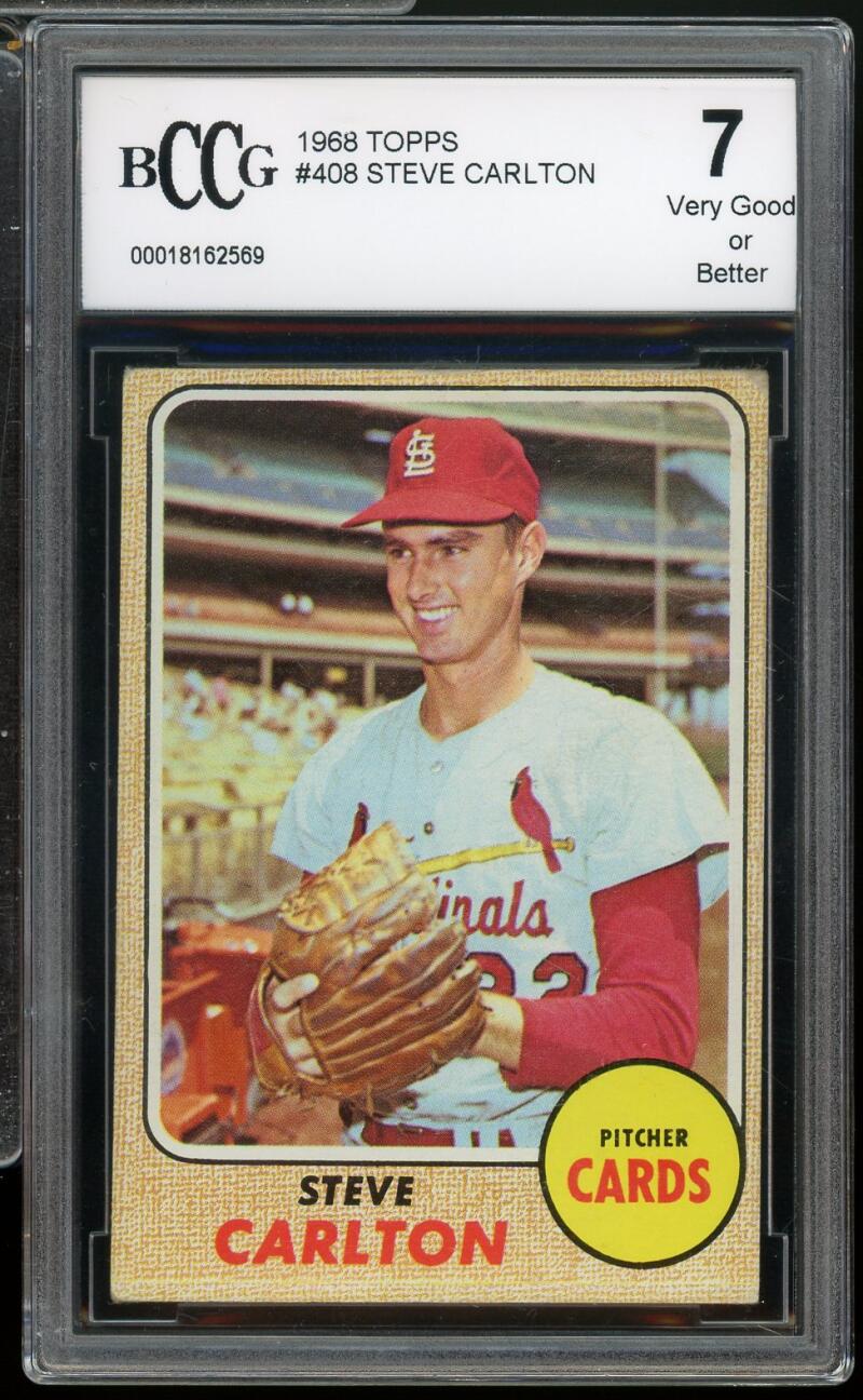 1968 Topps #408 Steve Carlton Card BGS BCCG 7 Very Good+ Image 1