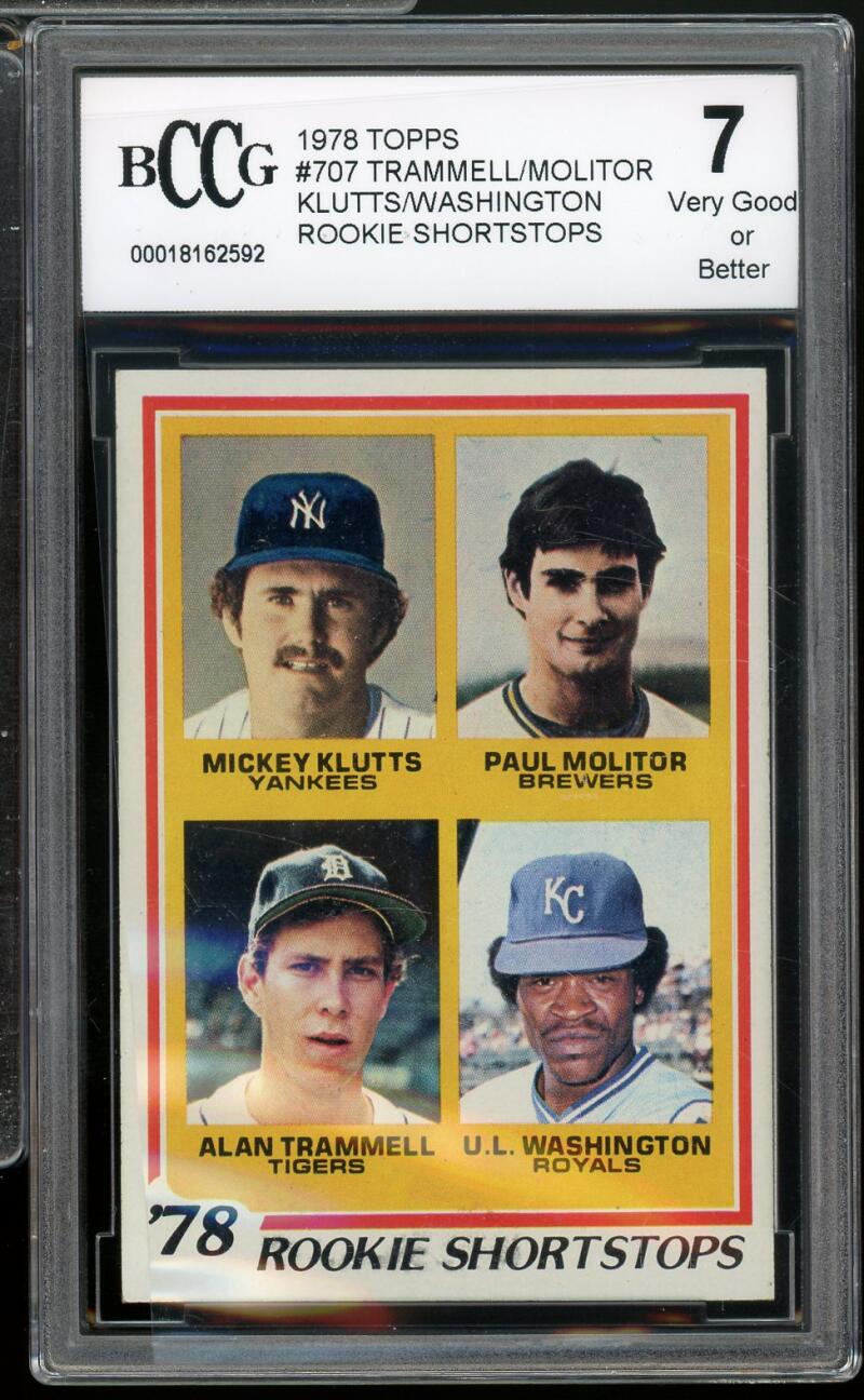 1978 Topps #707 Paul Molitor / Alan Trammell Rookie Card BGS BCCG 7 Very Good+ Image 1