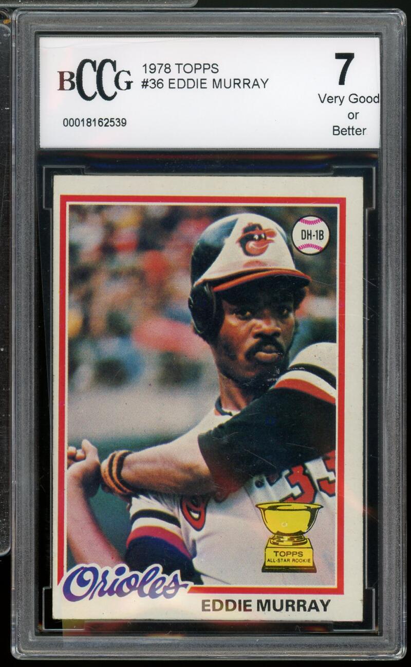 1978 Topps #36 Eddie Murray Rookie Card BGS BCCG 7 Very Good+ Image 1