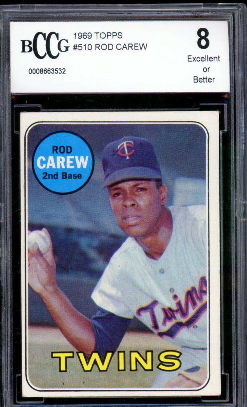 1969 Topps #510 Rod Carew Card BGS BCCG 8 Excellent+ Image 1