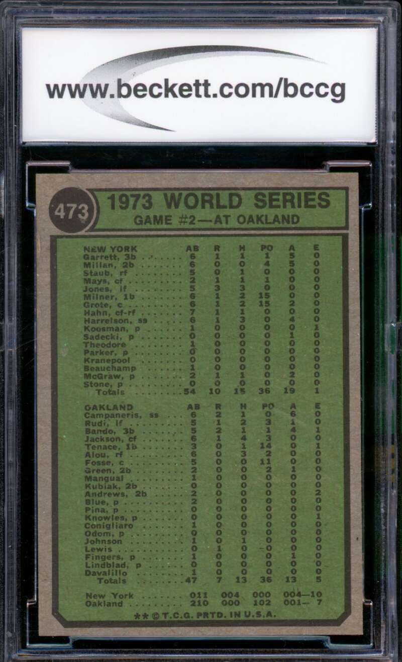 1974 Topps #473 Willie Mays Card BGS BCCG 9 Near Mint+ Image 2