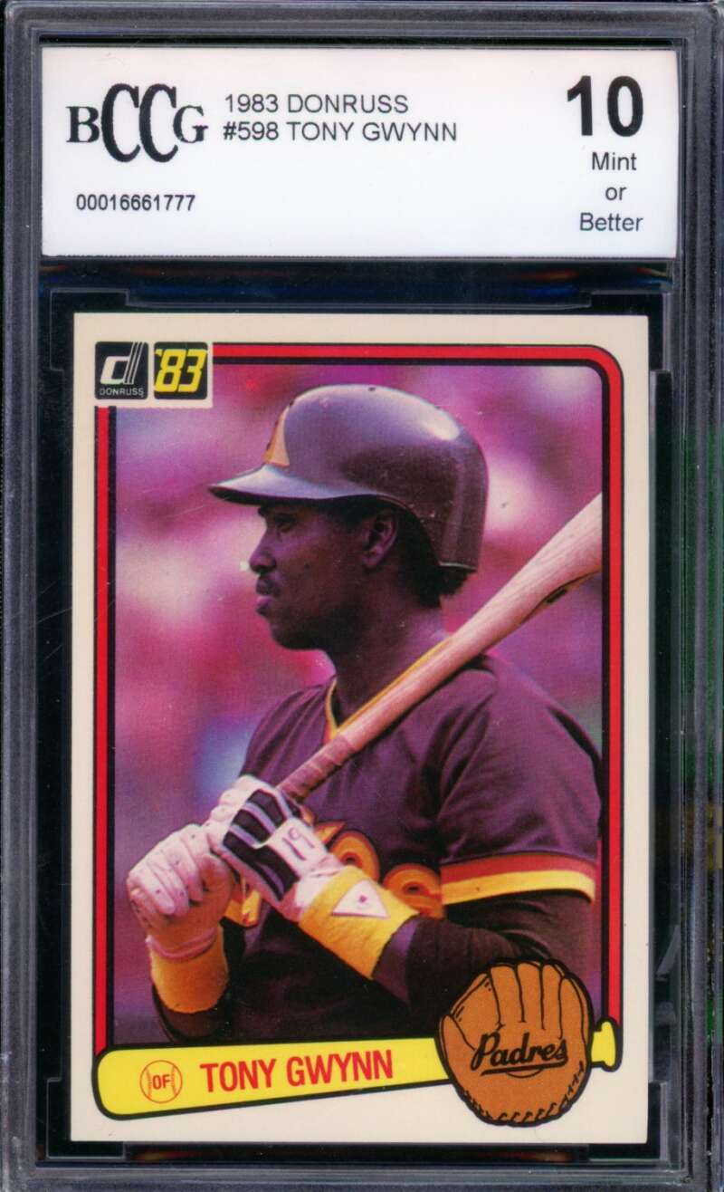 1983 Donruss #598 Tony Gwynn Rookie Card BGS BCCG 10 Mint+ Image 1