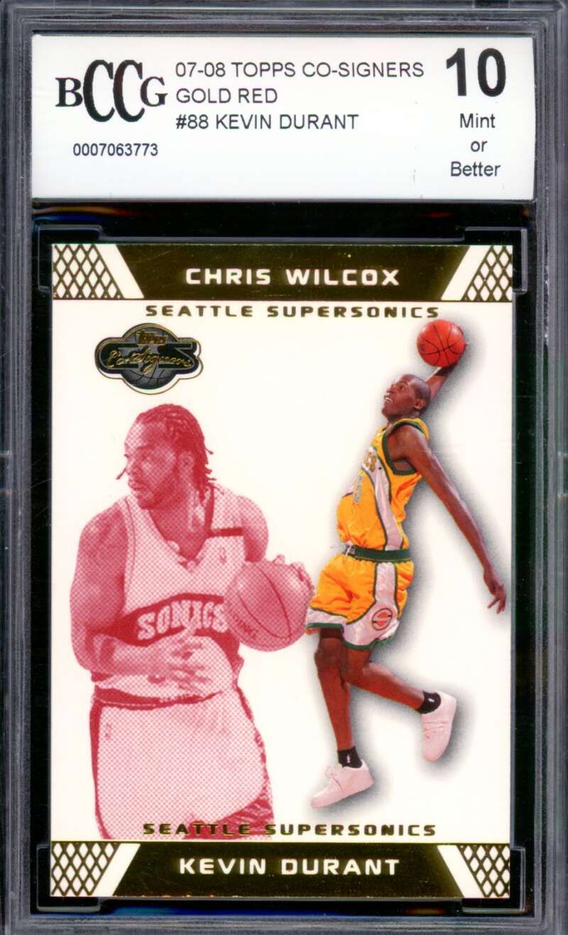 2007-08 Topps Co-Signers Gold Red #88 Kevin Durant Rookie Card BGS BCCG 10 Mint+ Image 1