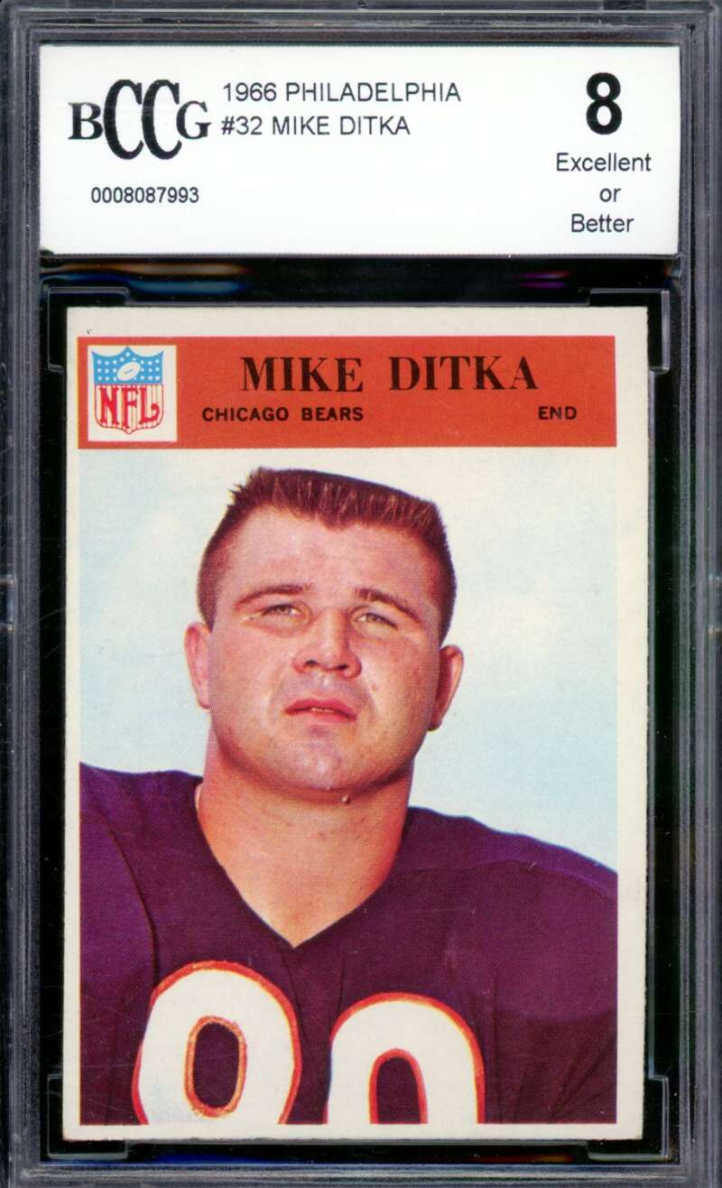 1966 Philadelphia #32 Mike Ditka Card BGS BCCG 8 Excellent+ Image 1