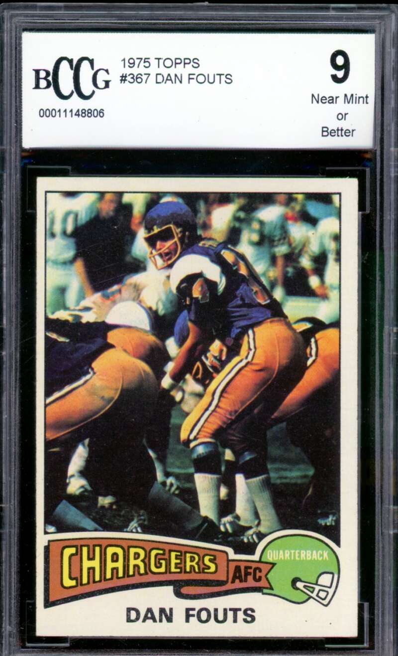 1975 Topps #367 Dan Fouts Rookie Card BGS BCCG 9 Near Mint+ Image 1
