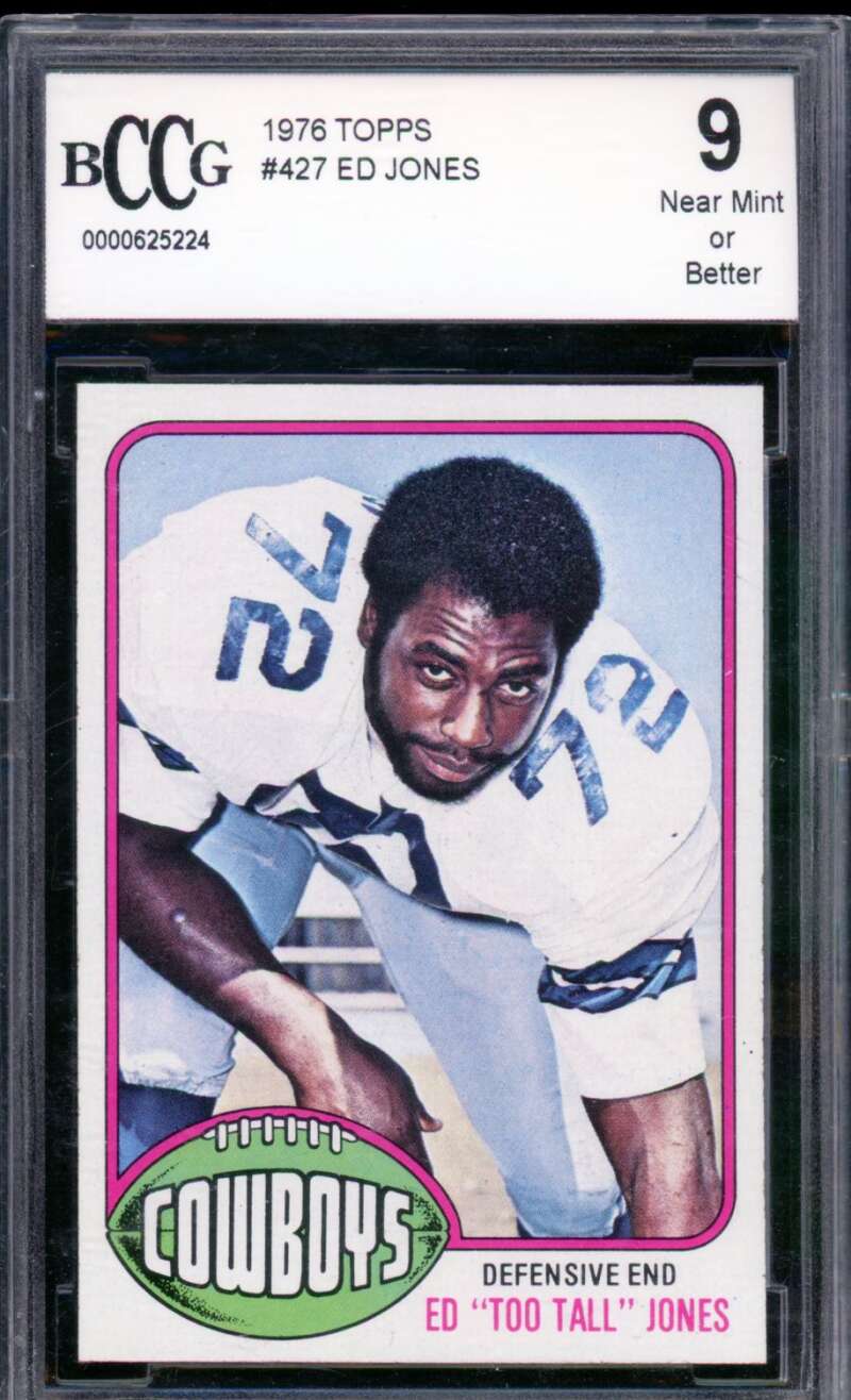 1976 Topps #427 Ed Jones Rookie Card BGS BCCG 9 Near Mint+ Image 1