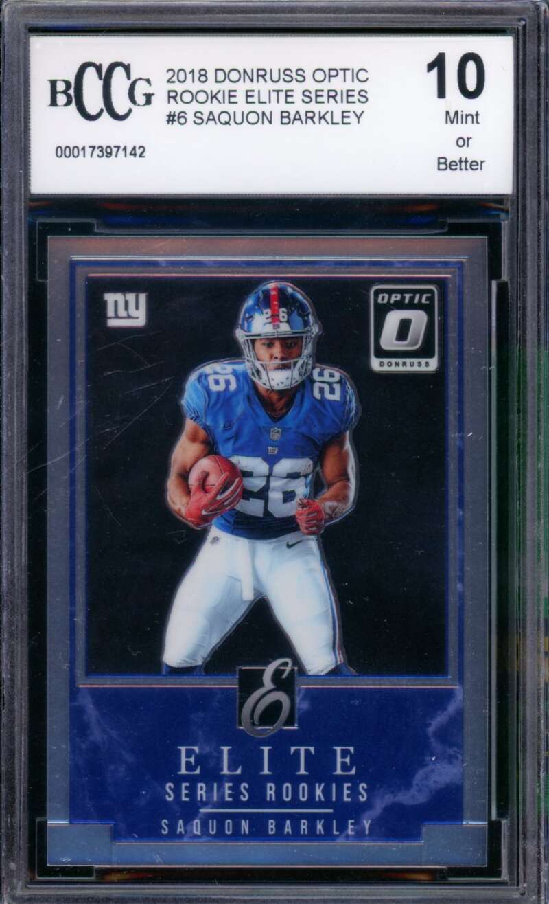 2018 Donruss Optic Rookie Elite Series #6 Saquon Barkley BGS BCCG 10 Mint+ Image 1