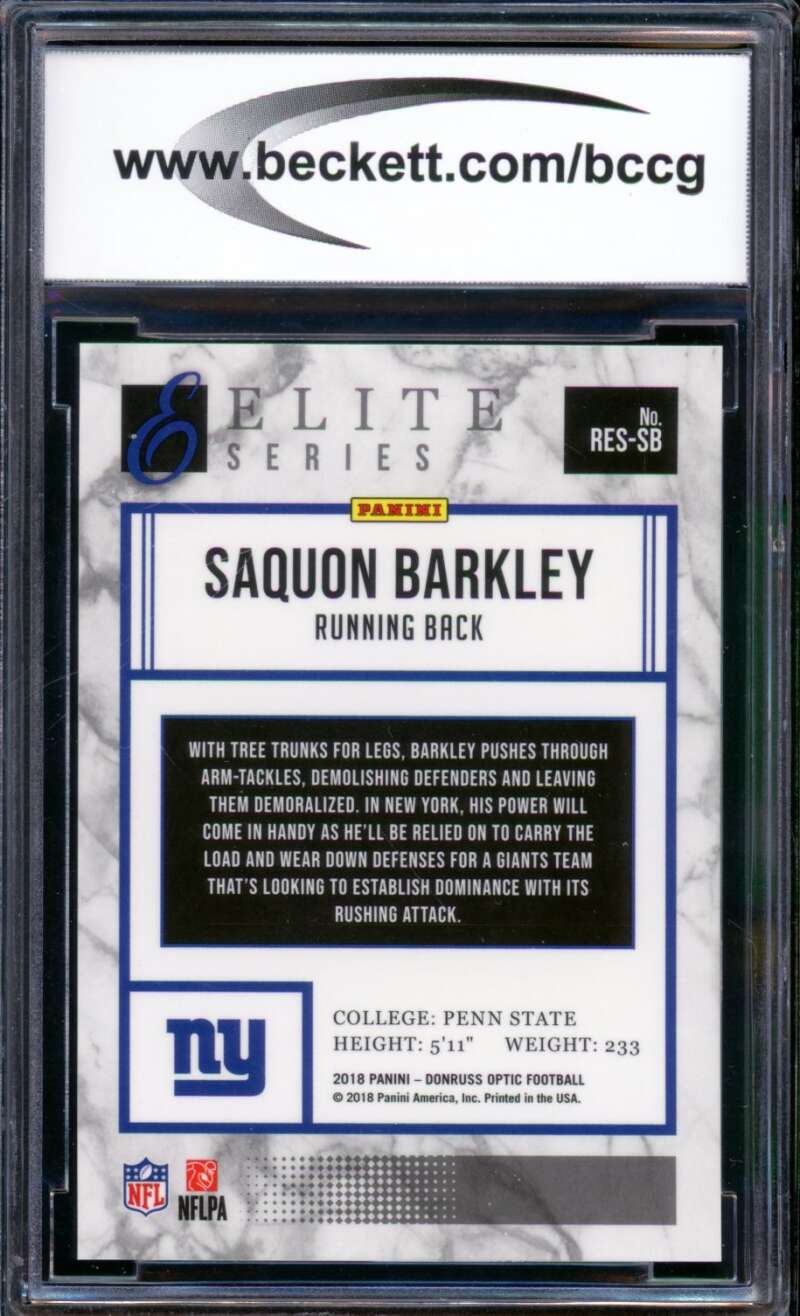 2018 Donruss Optic Rookie Elite Series #6 Saquon Barkley BGS BCCG 10 Mint+ Image 2
