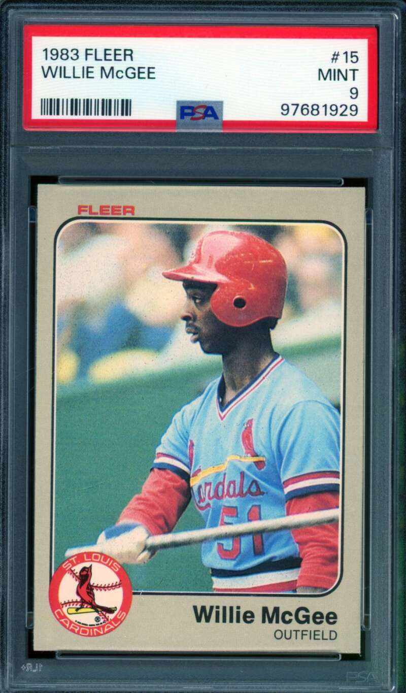 Willie McGee Rookie Card 1983 Fleer #15 PSA 9 Image 1