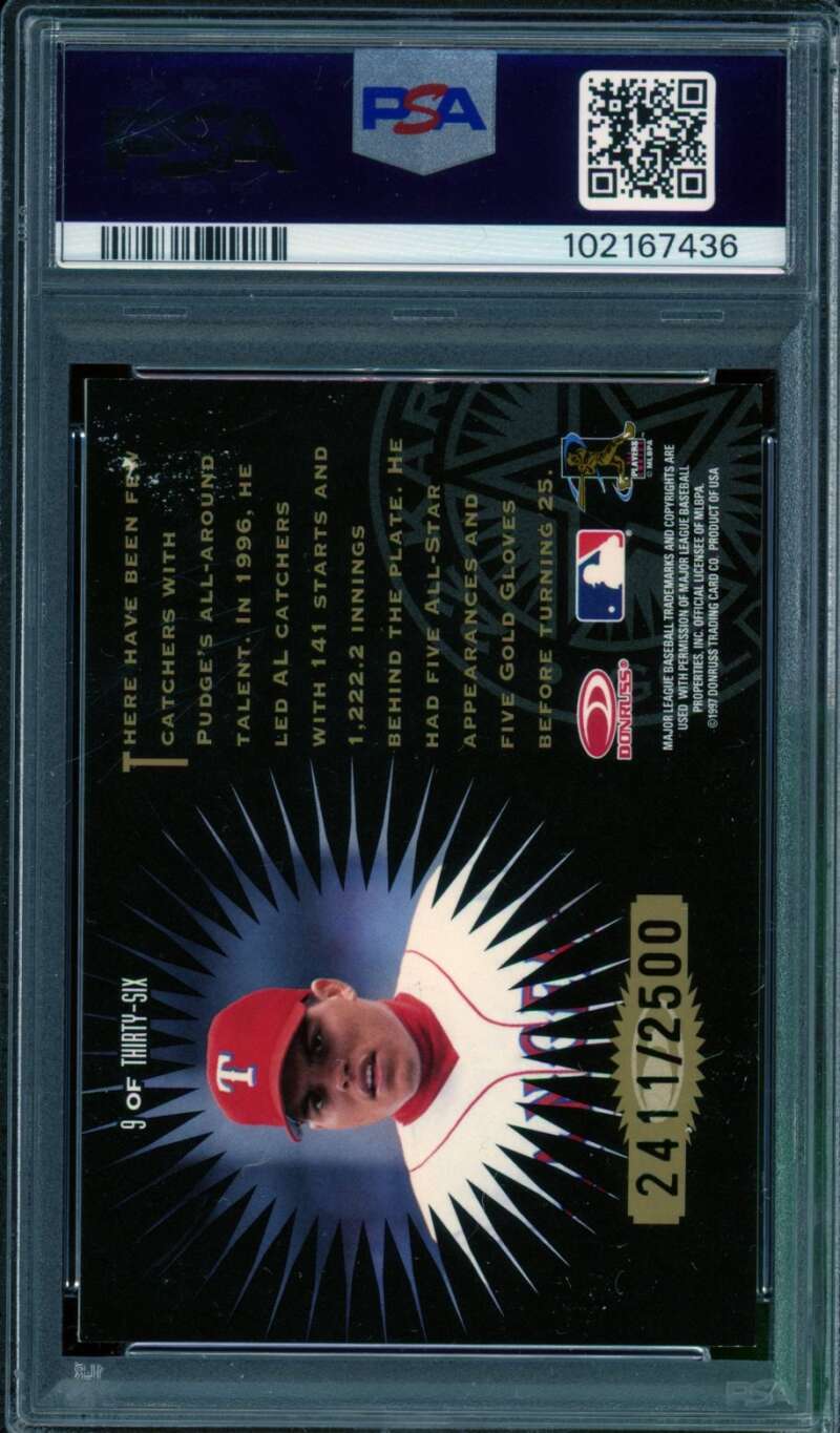 Ivan Rodriguez Card 1997 Leaf Gold Stars #9 PSA 6 Image 2